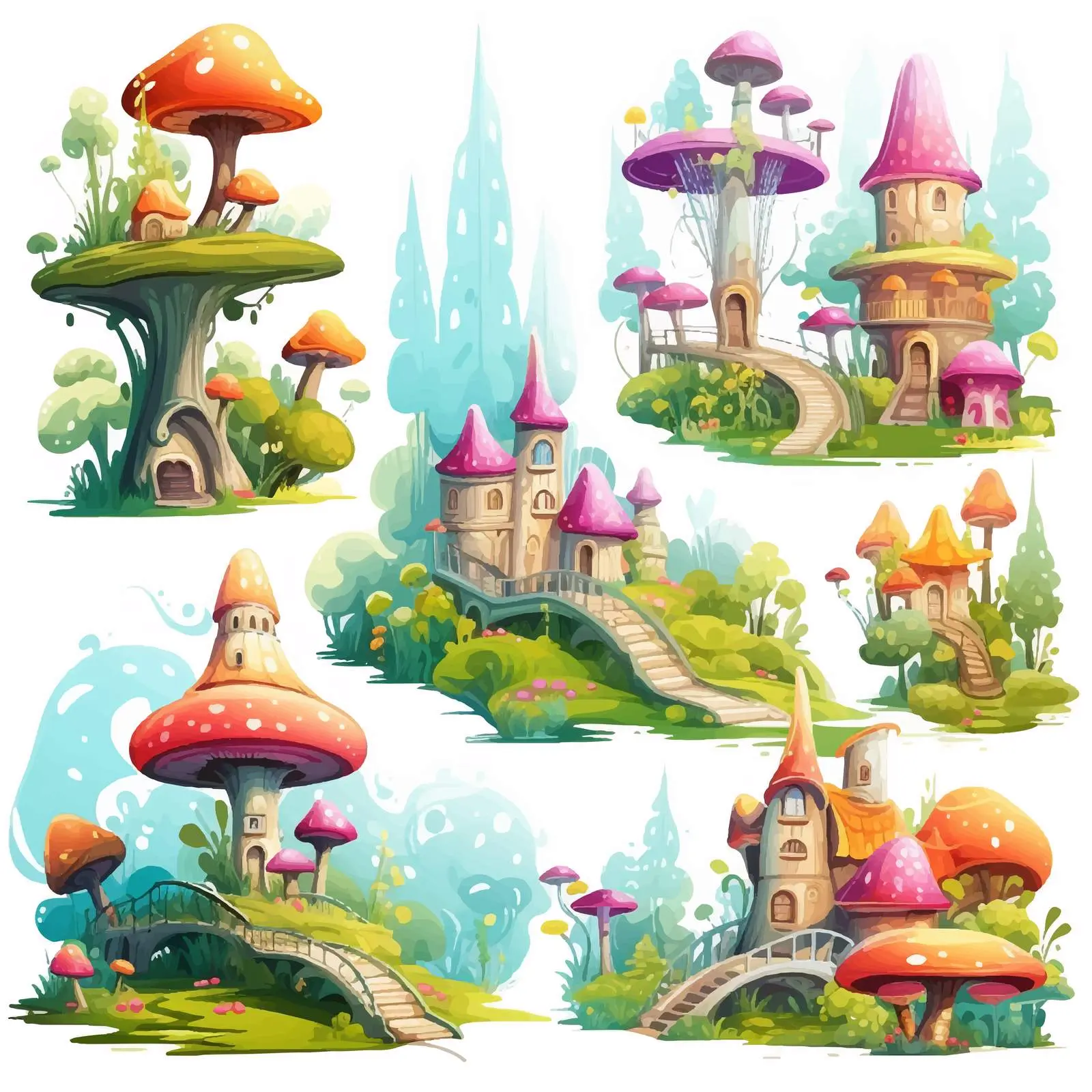 Diverse Fantasy World Scenes with Enchanting Places — free download from Dotvec