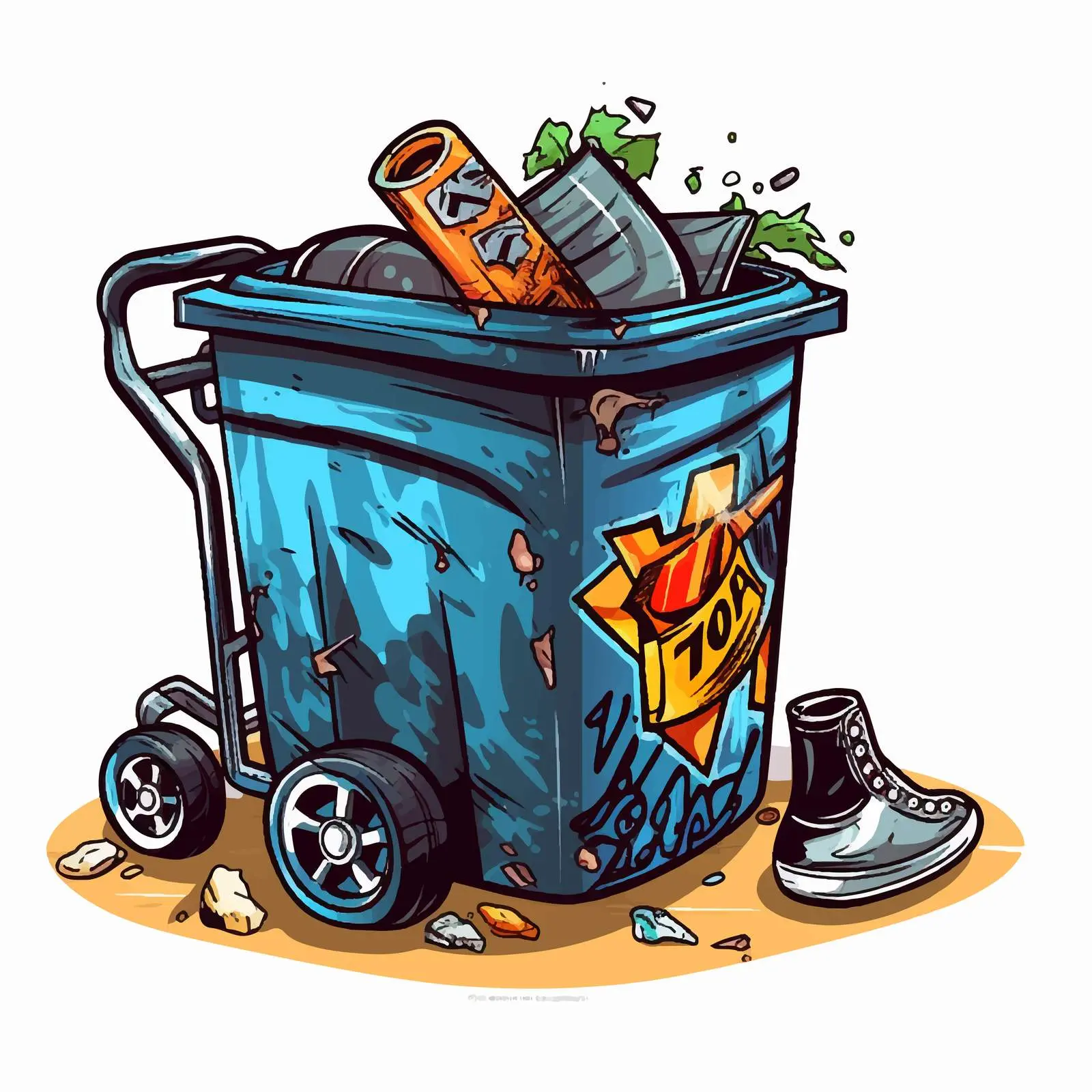 Skater Performing Trick Over Trash Can – free extreme sports image from Dotvec