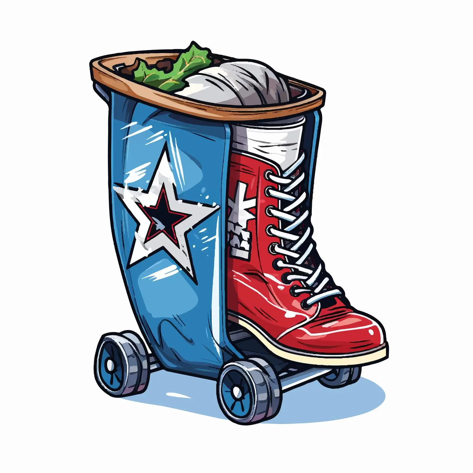Skateboarding over Trash Can Vector Illustration – free extreme sports image from Dotvec