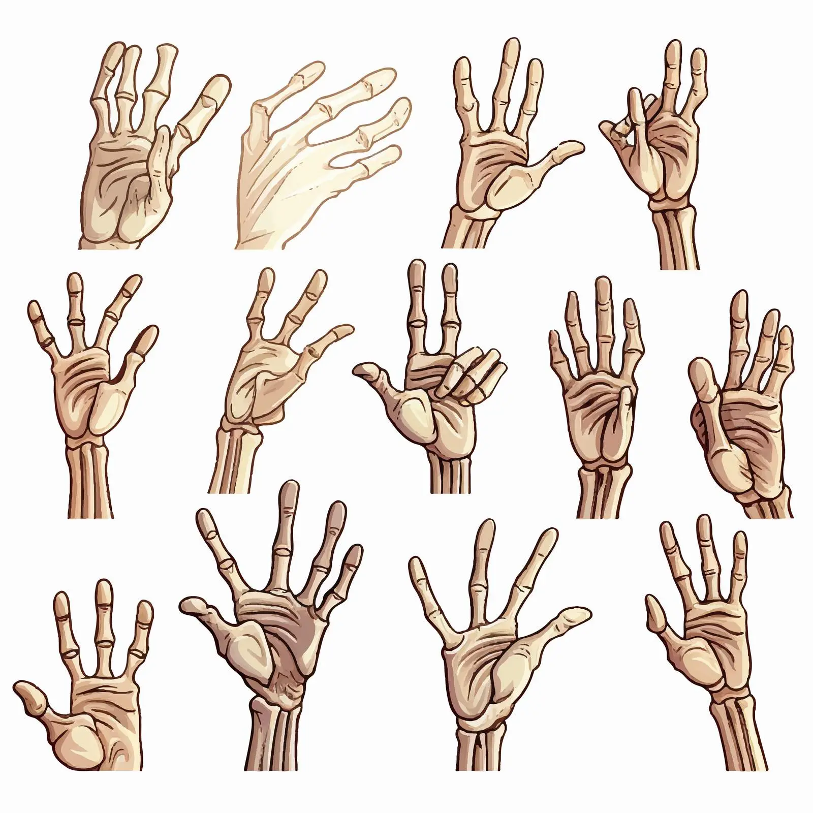 Scary Skeleton Hands Gesture Stickers for Halloween — free download from Dotvec