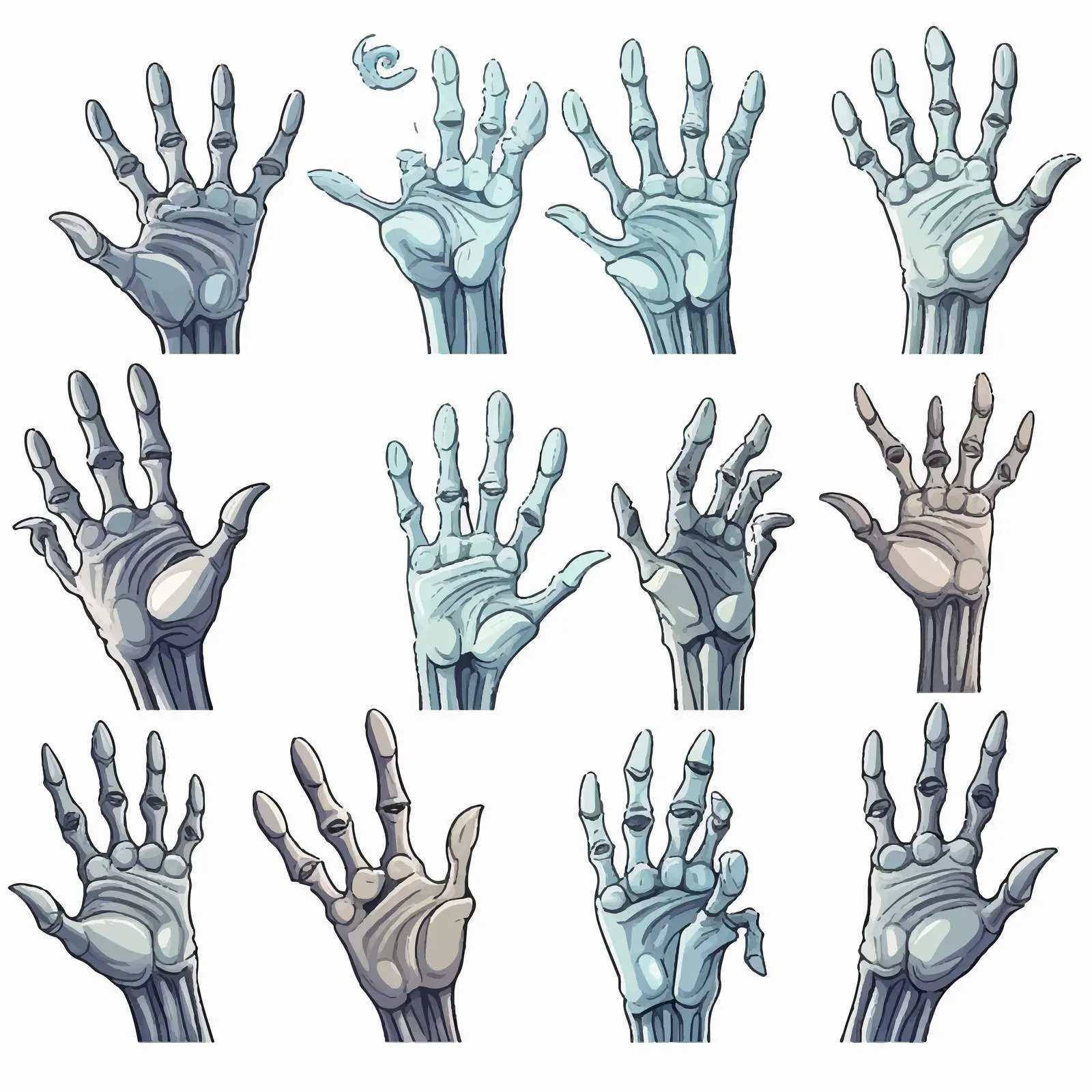 Scary Skeleton Hands Gesture Stickers Set — free download from Dotvec