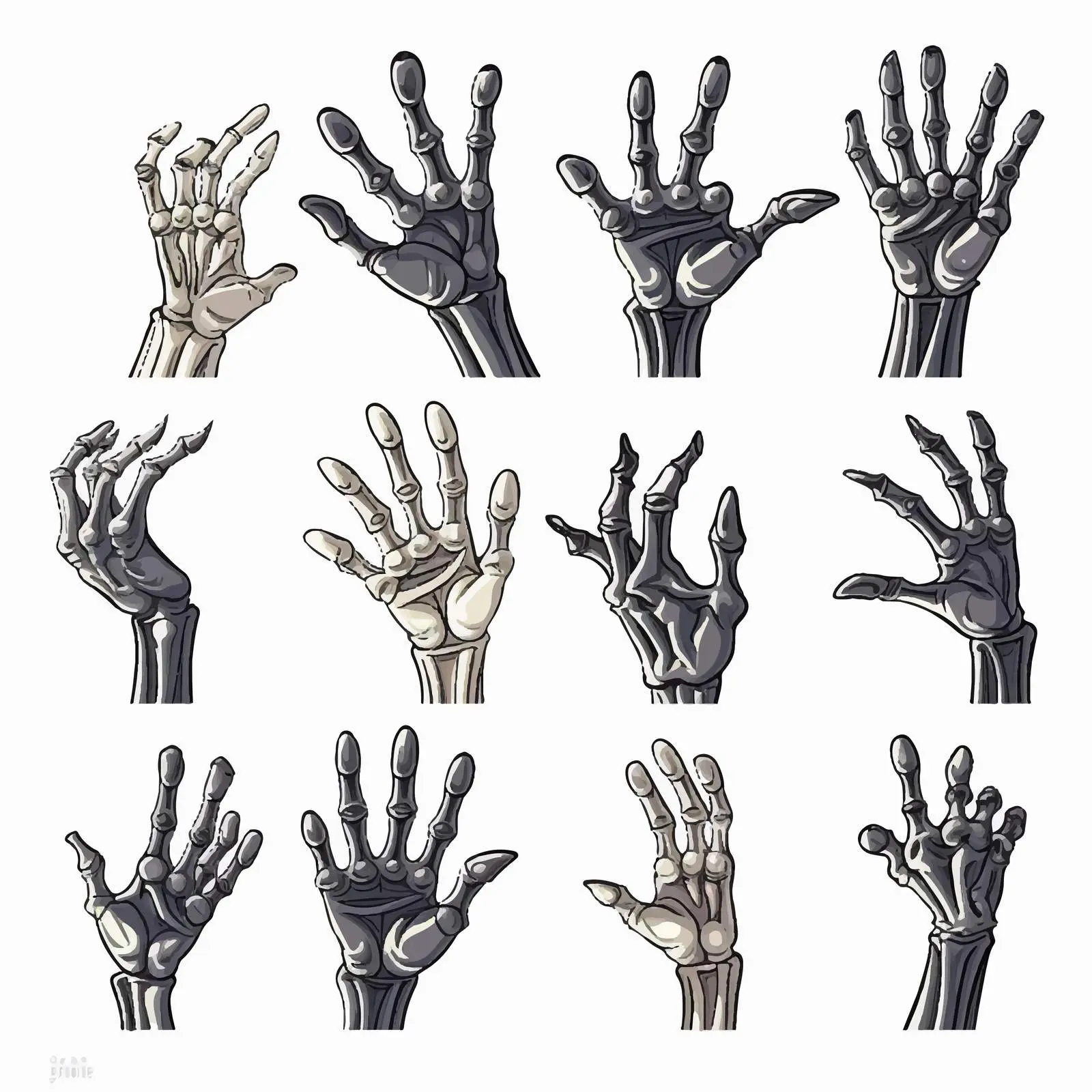 Scary Skeleton Hands Gestures Stickers Set – free ghost image from Dotvec