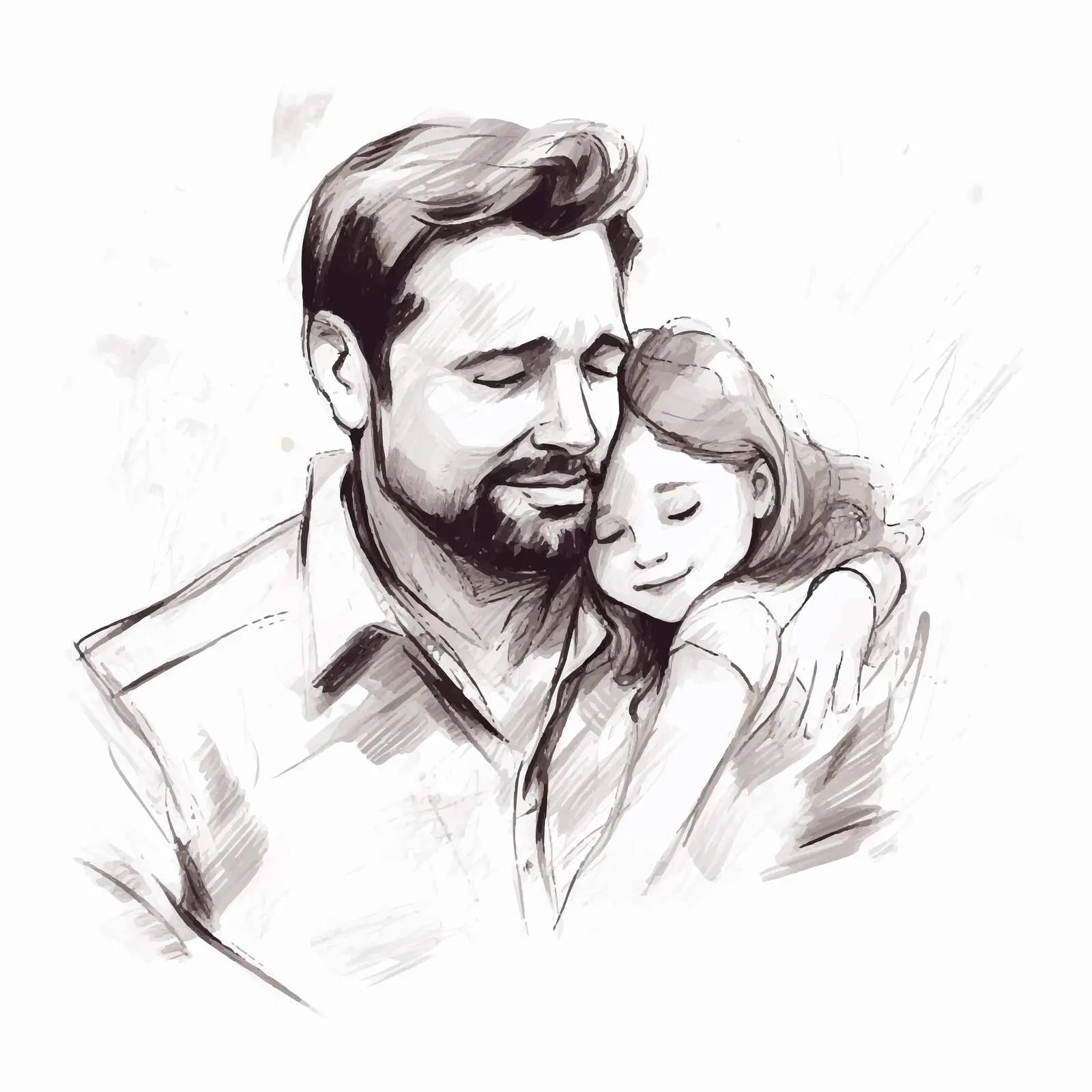 Father and Daughter Holiday Card Illustration — free download from Dotvec