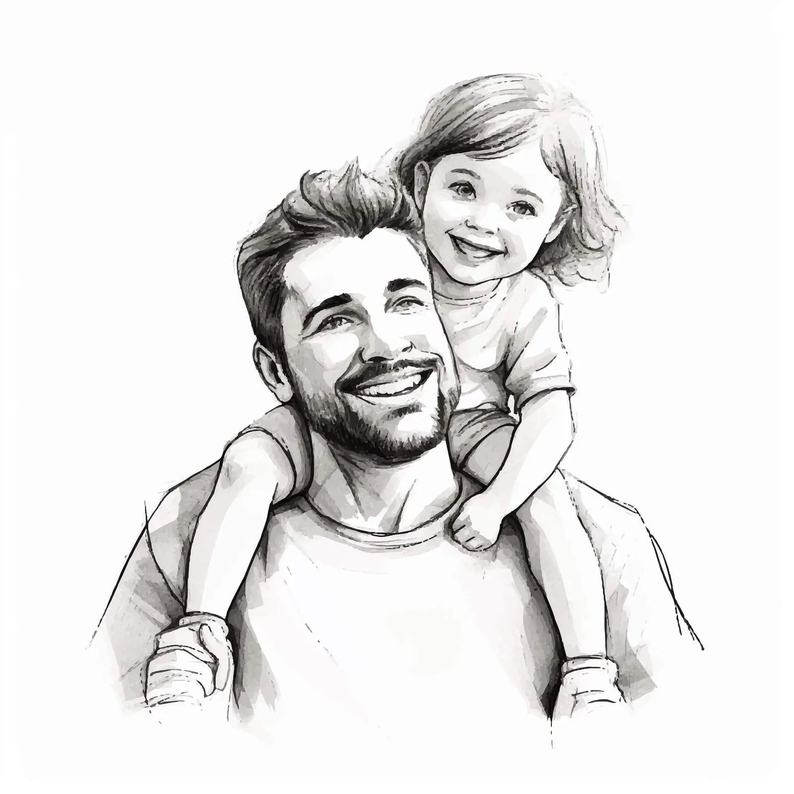 Father and Daughter Holiday Card Sketch — free download from Dotvec