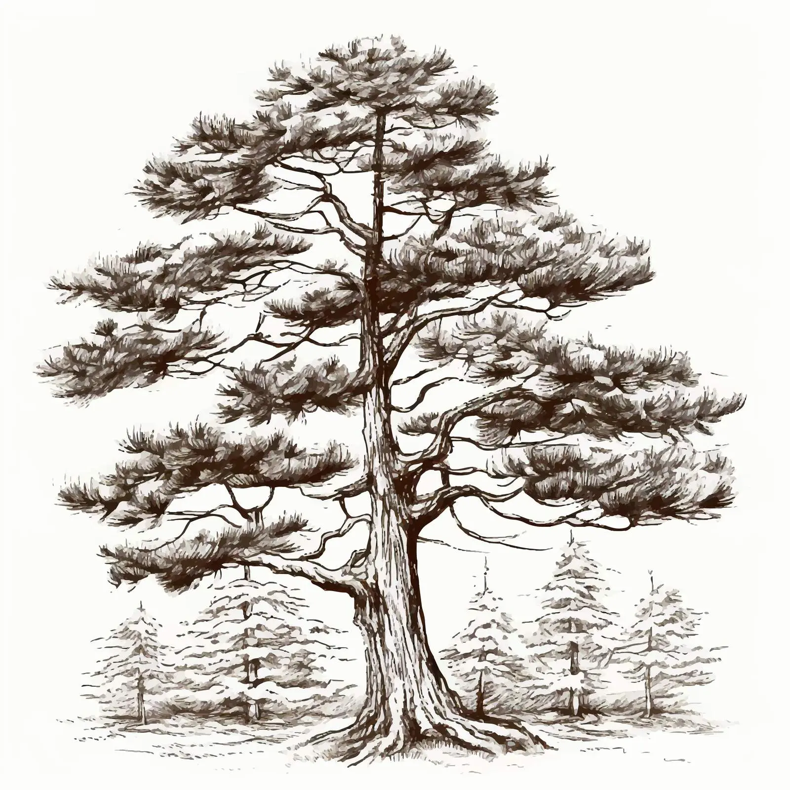 Isolated Pine Tree Sketch Illustration on Paper – free outdoor design image from Dotvec