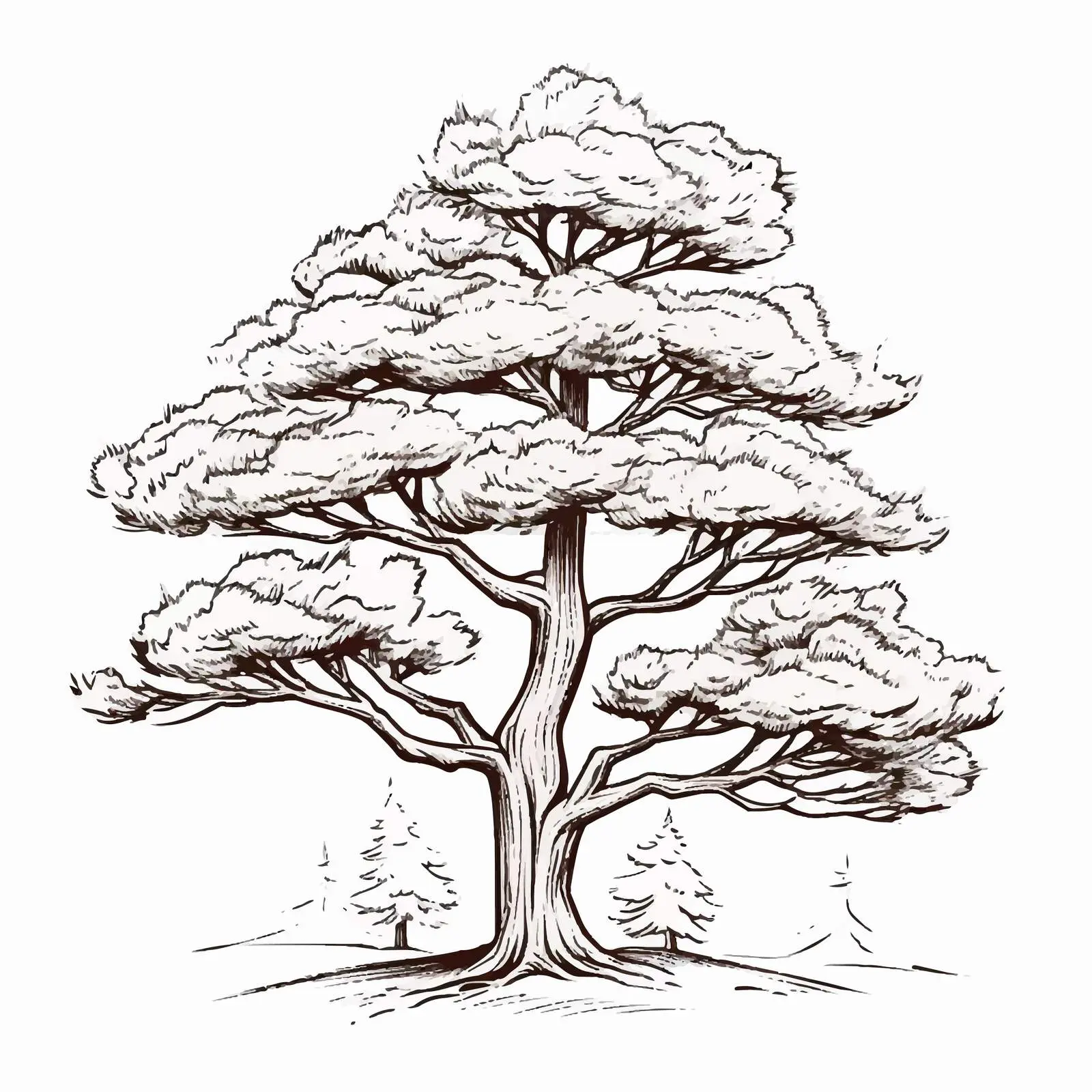 Isolated Pine Tree Sketch Illustration on Paper – free tree drawing image from Dotvec