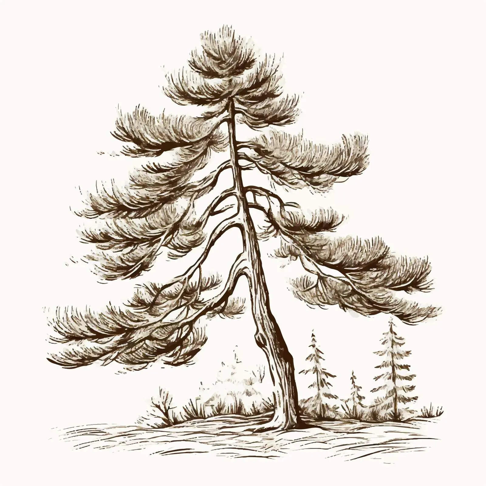 Isolated Sketch of a Pine Tree Illustration — free download from Dotvec