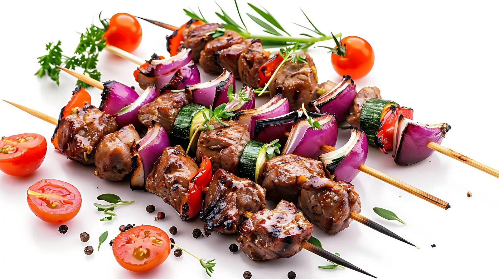 Savory Skewers with Fresh Ingredients on White — free download from Dotvec