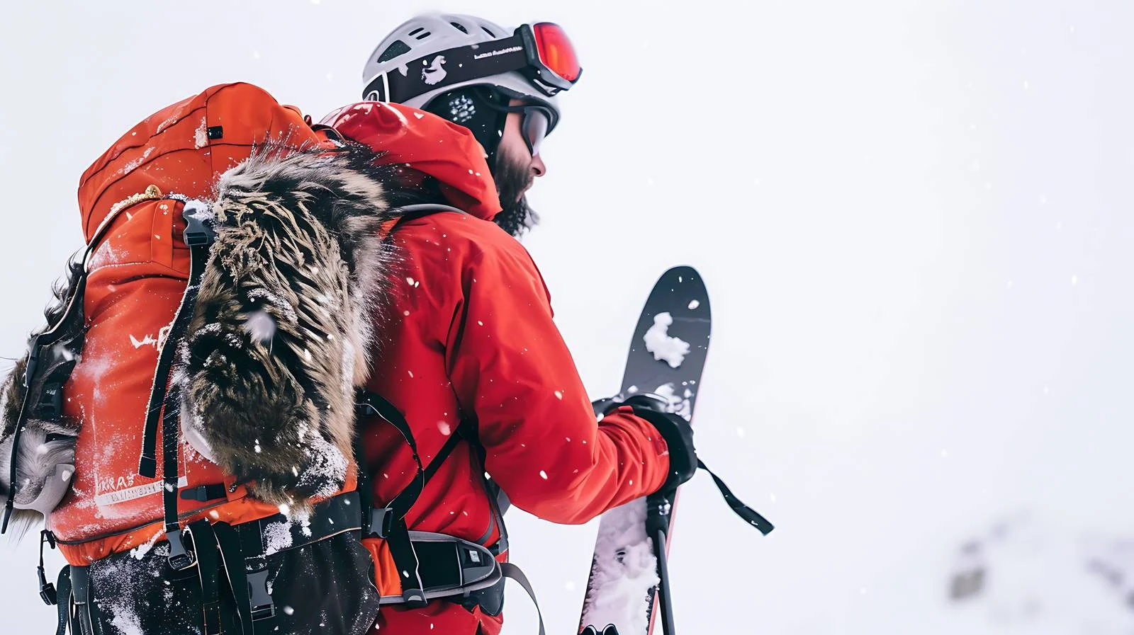 Ski Tourer Attaching Pelt to Ski — free download from Dotvec