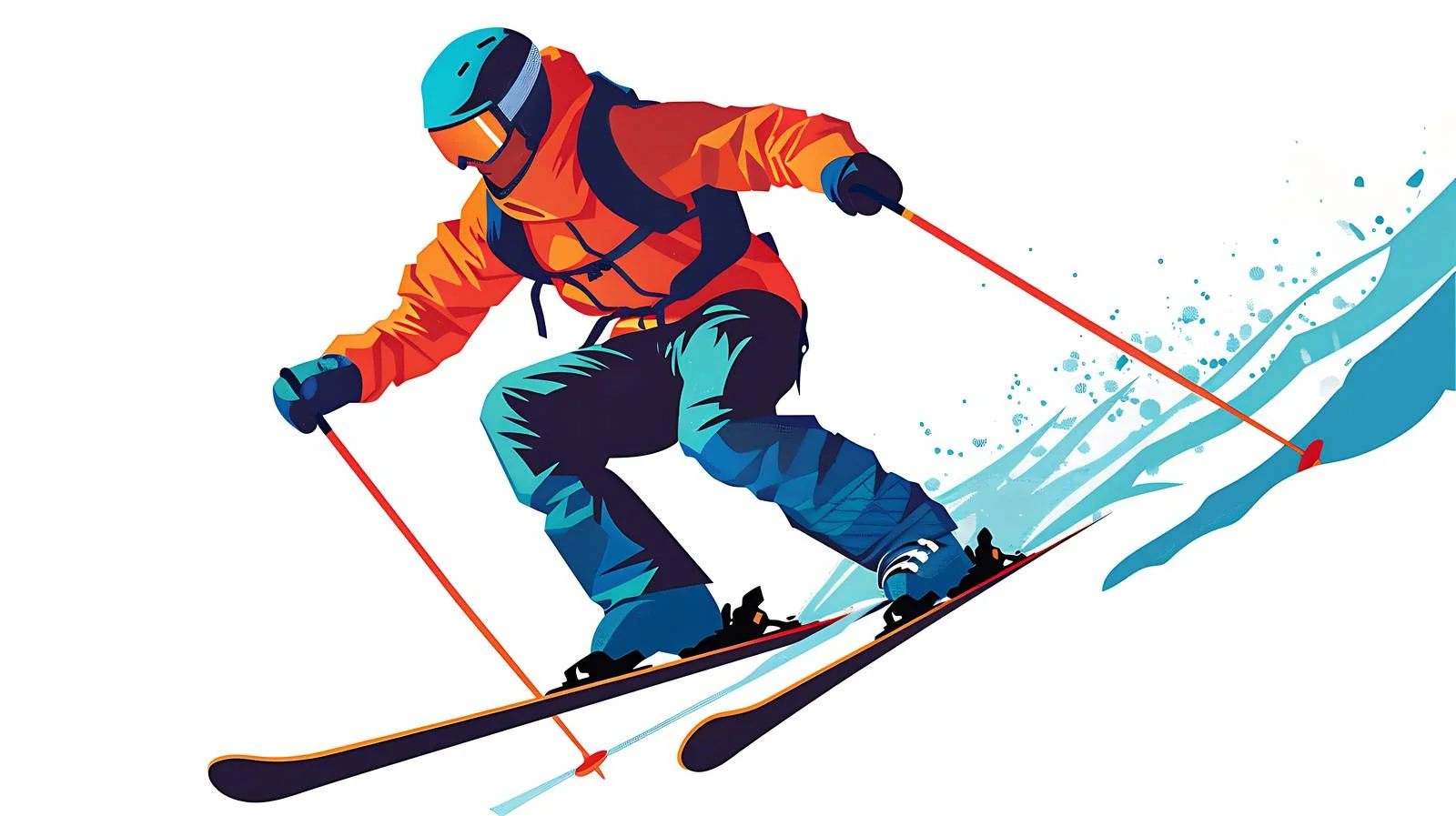 Skiing on White Background with AR 16:9 — free download from Dotvec