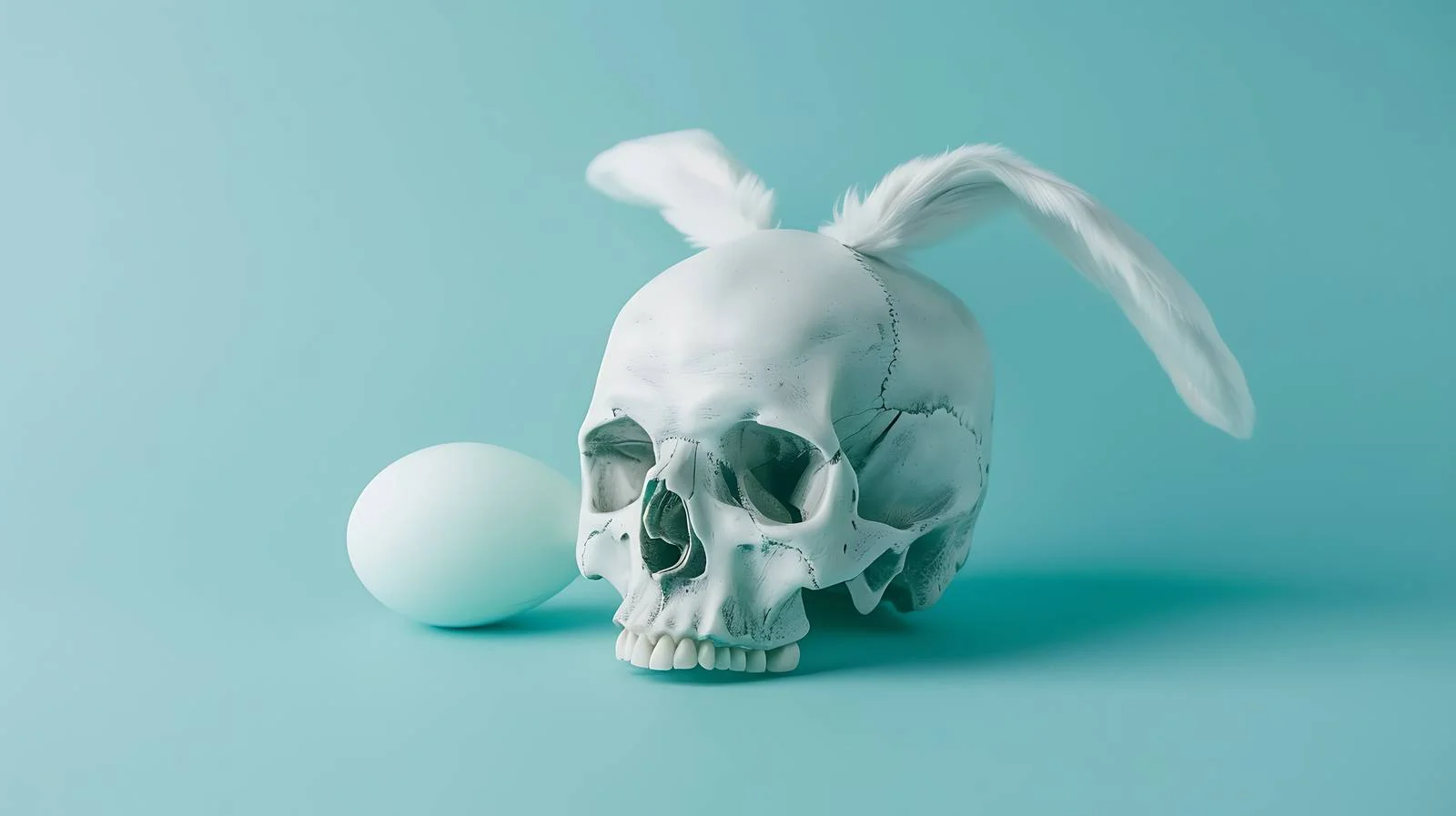 Skull Bunny Ears on Pastel Blue — free download from Dotvec