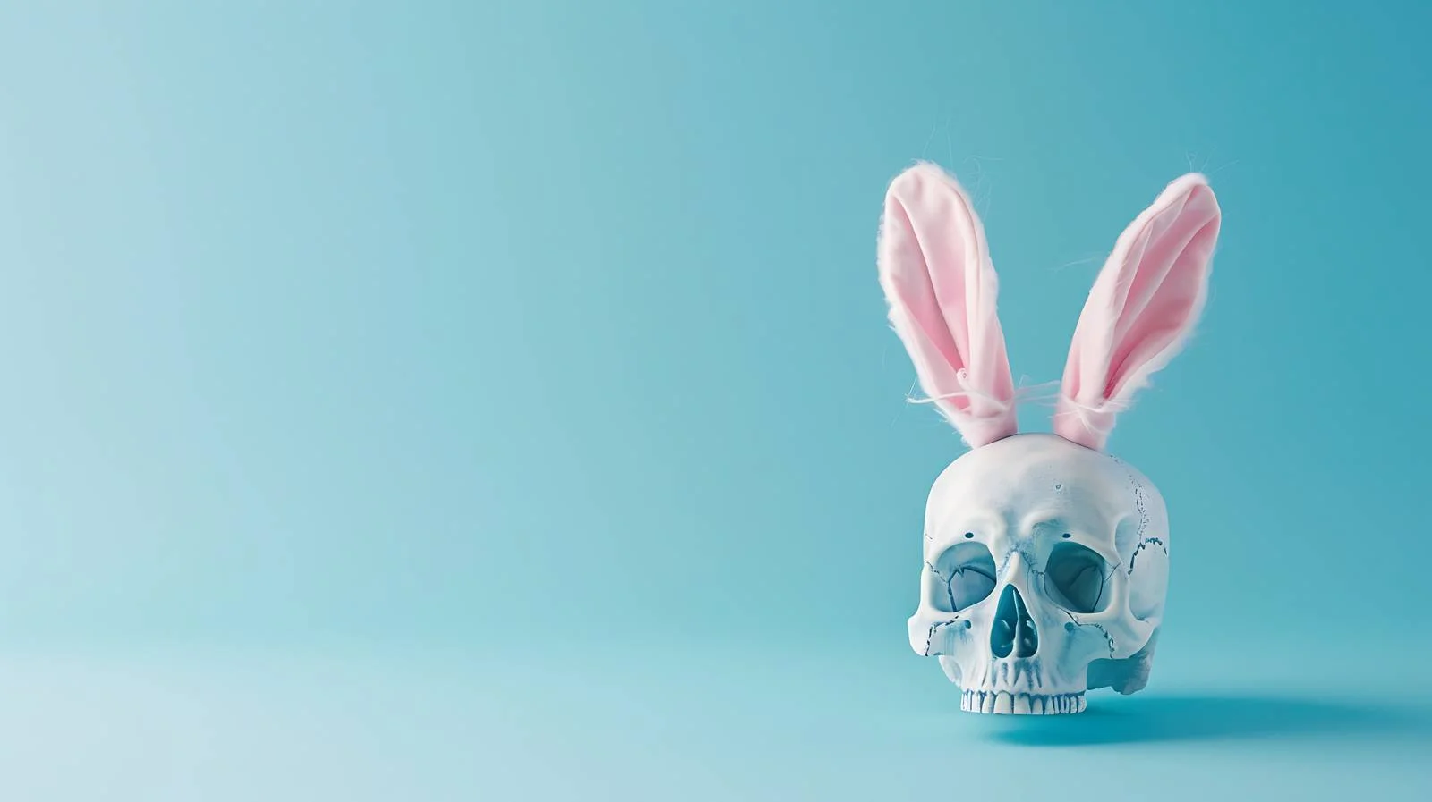 Skull with Rabbit Ears on Blue Background — free download from Dotvec