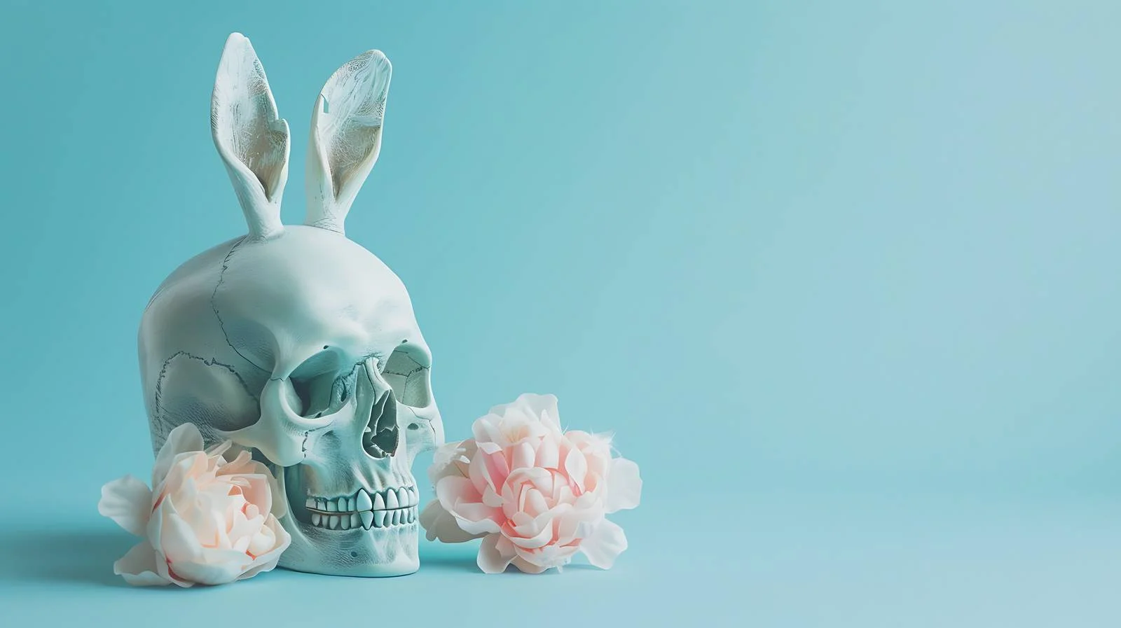 Skull with Rabbit Ears on Blue Background — free download from Dotvec