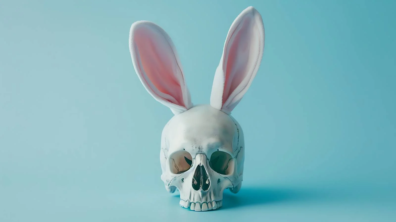 Skull Bunny Ears on Blue Background — free download from Dotvec