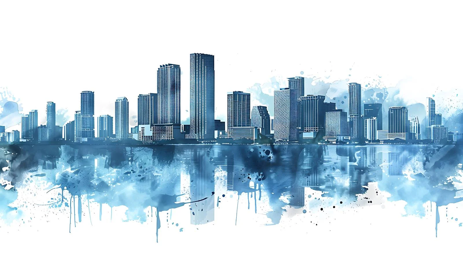 Miami Florida Panorama: Blue Skyline Isolation — free download from Dotvec