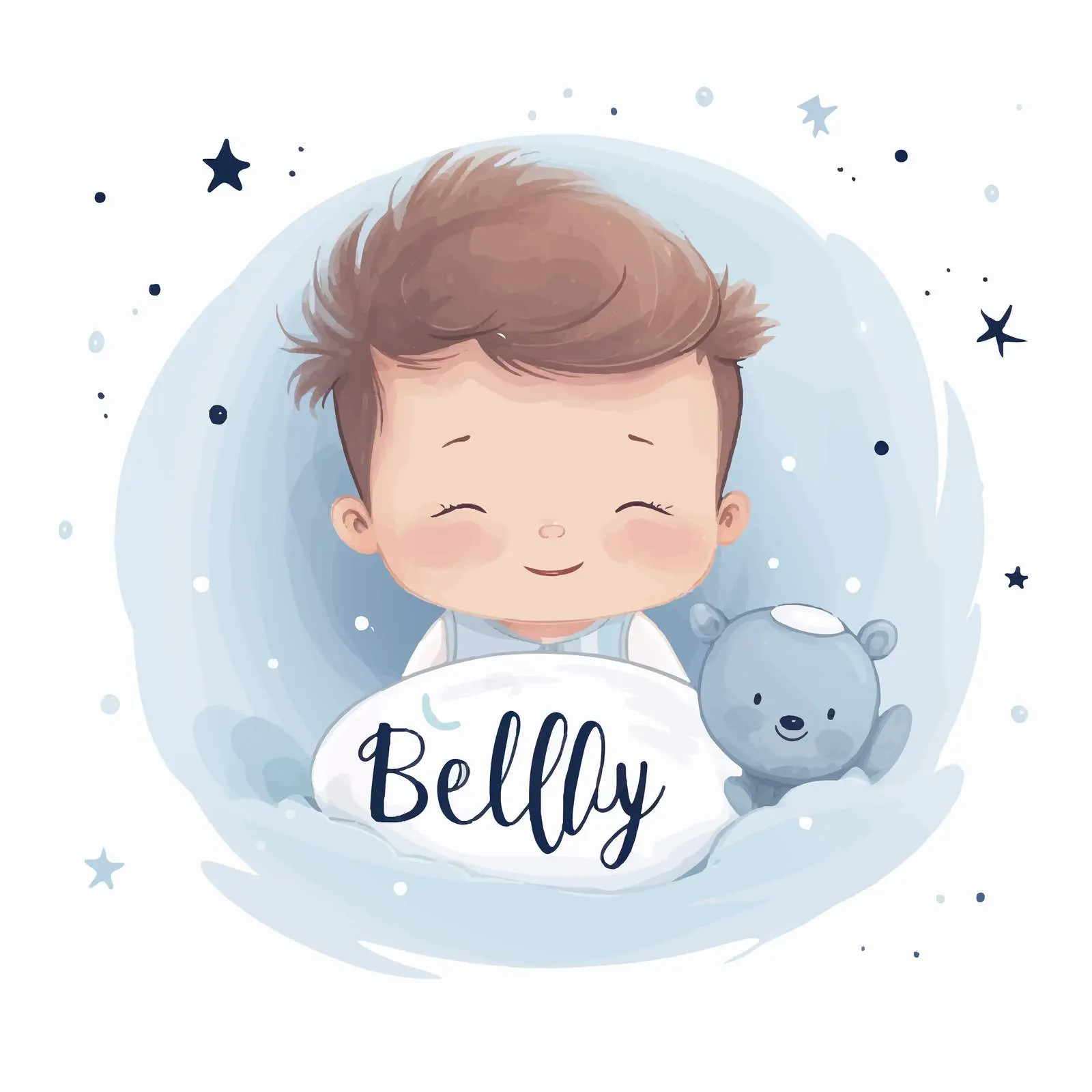 Cute Newborn with Hello Card Illustration — free download from Dotvec