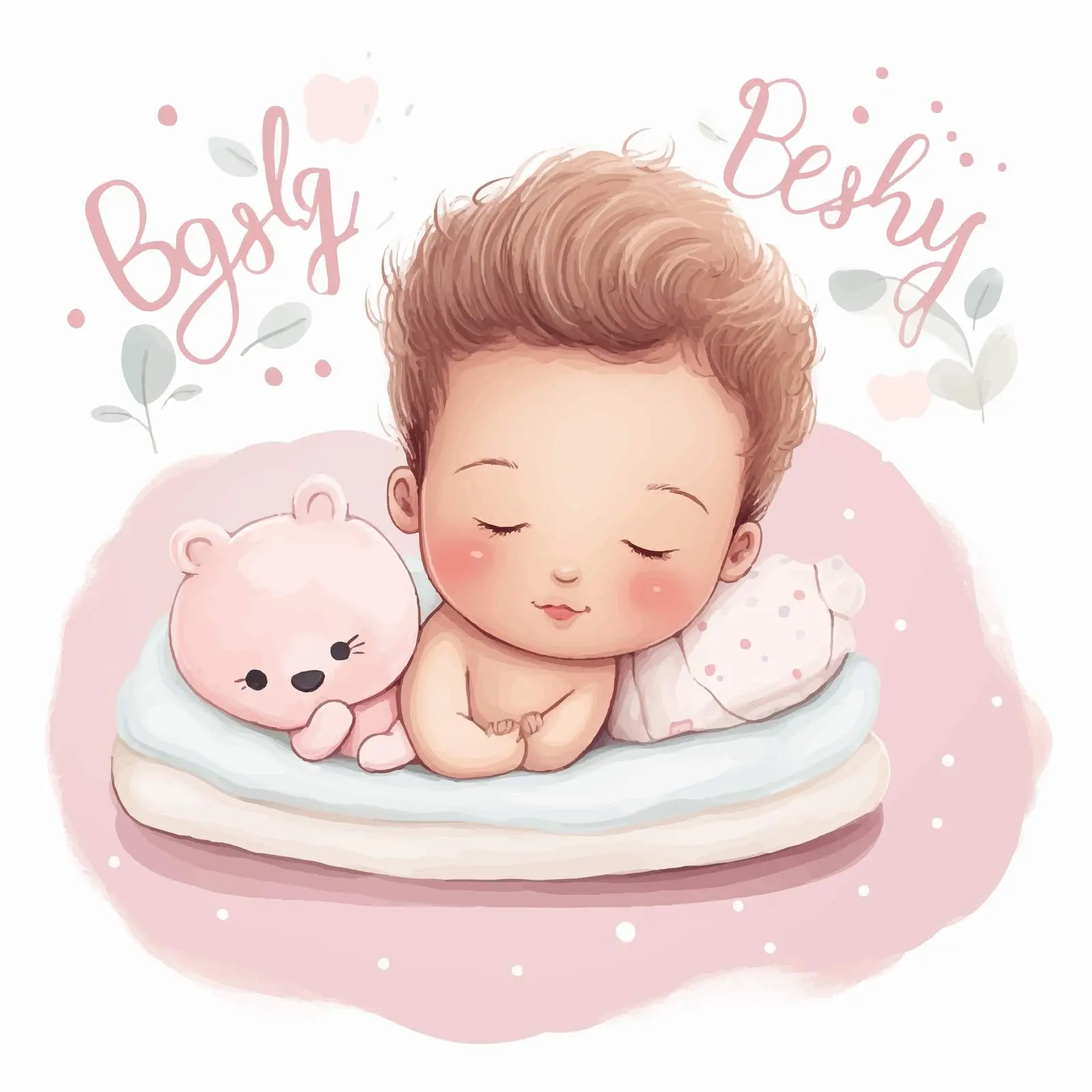 Cute Newborn on Greeting Card with Hello Inscription — free download from Dotvec