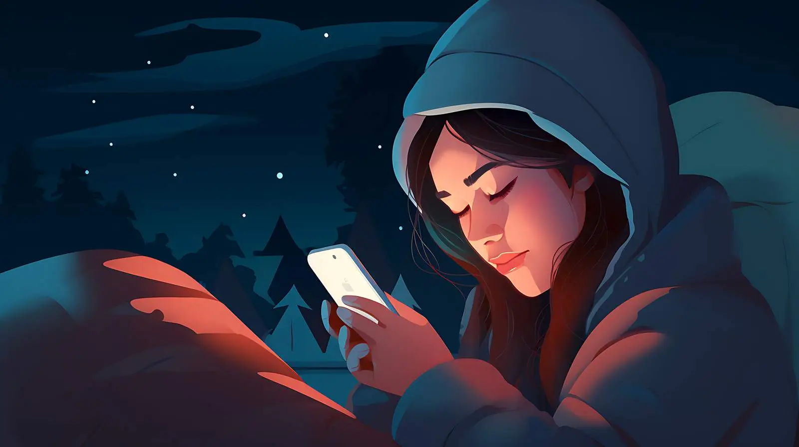 Sleepless Woman with Phone in Bed — free download from Dotvec