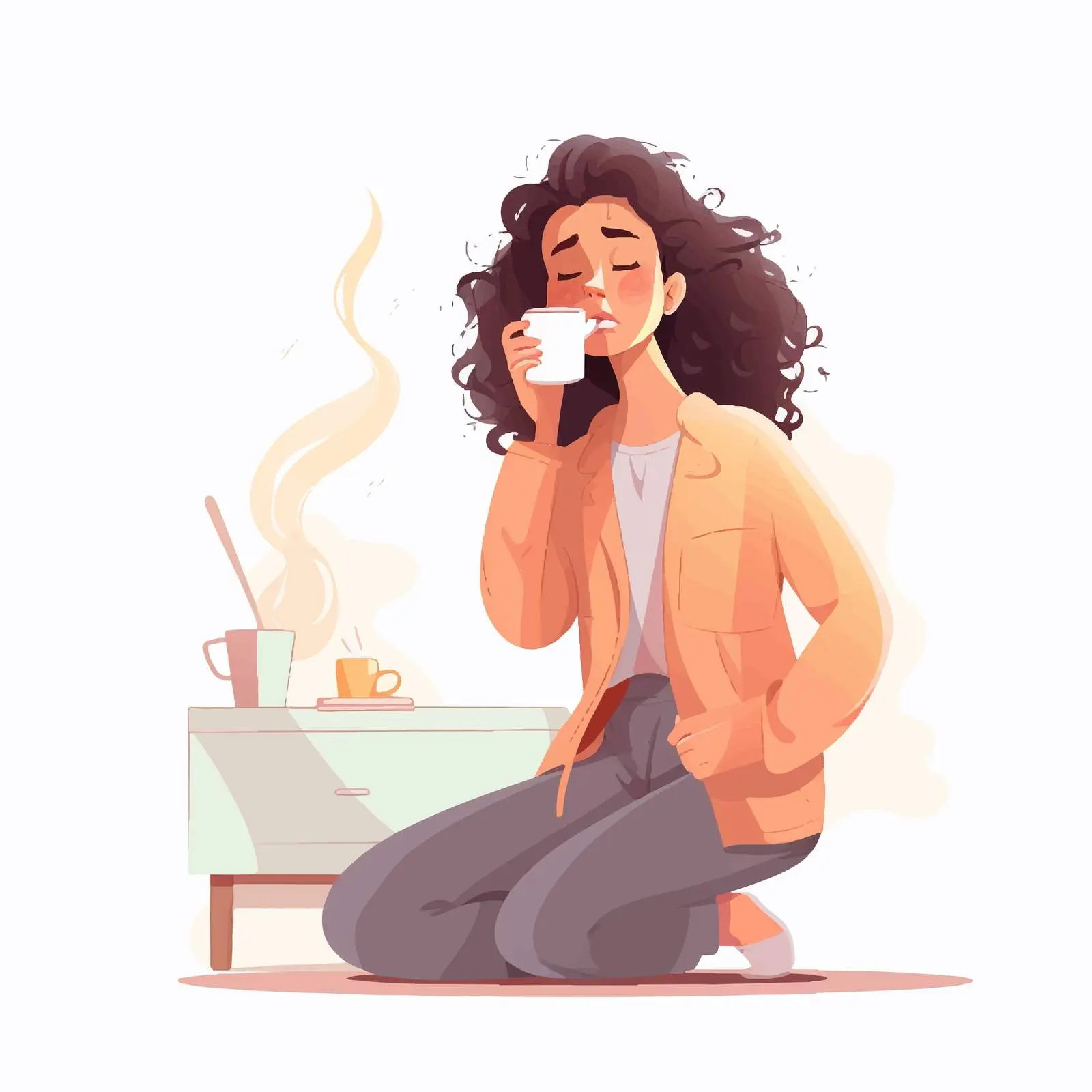 Sleepy Young Woman Yawning in Pyjamas — free download from Dotvec