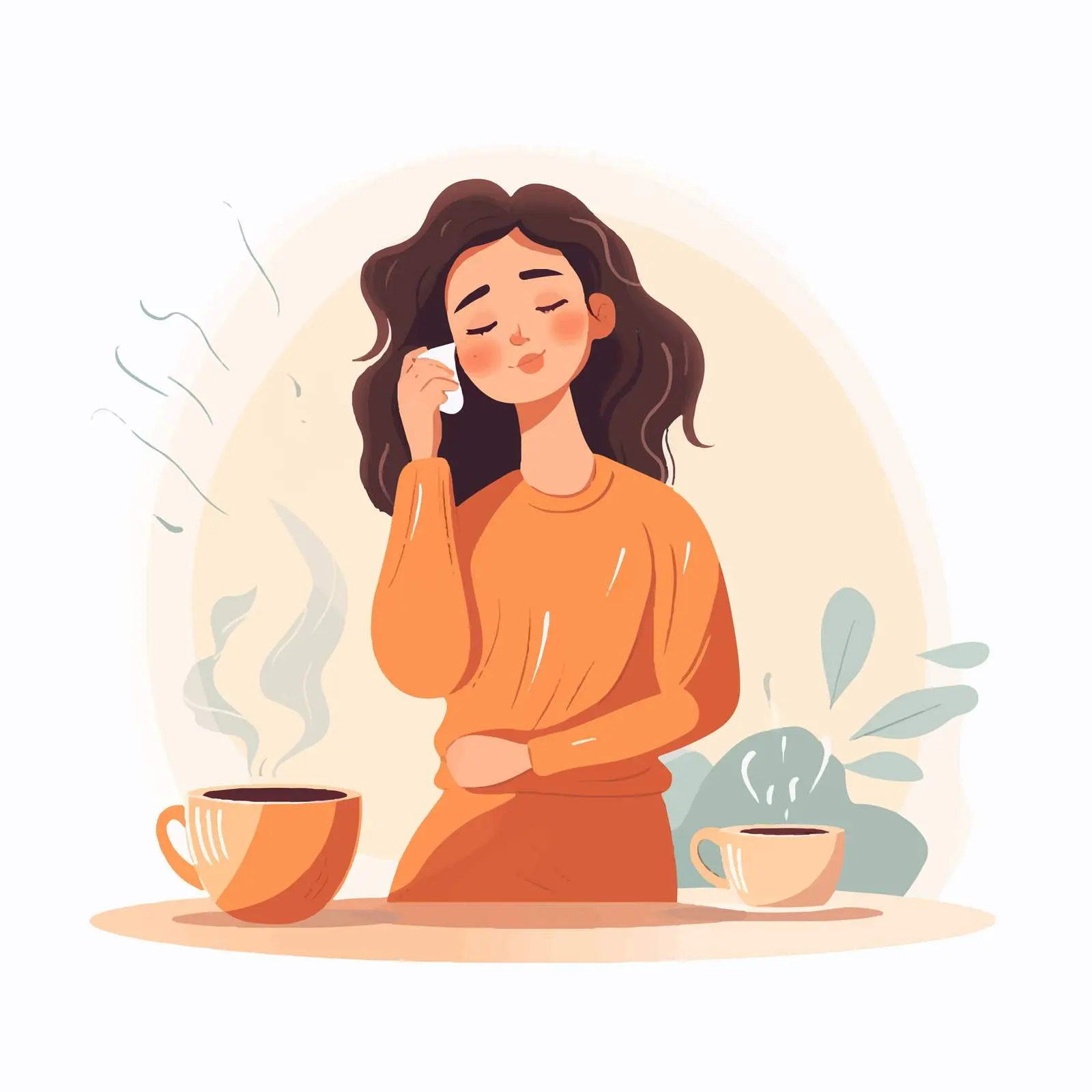 Sleepy Young Woman Yawning in Pajamas — free download from Dotvec
