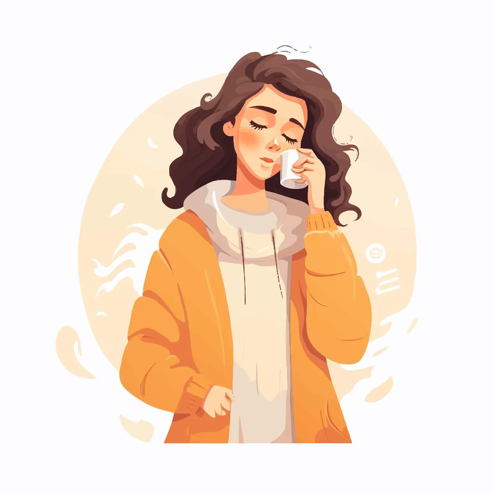 Sleepy Young Woman in Pyjamas Yawning — free download from Dotvec