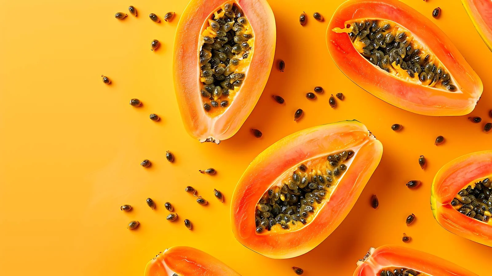 Vibrant Sliced Papaya on Minimal Background — free download from Dotvec