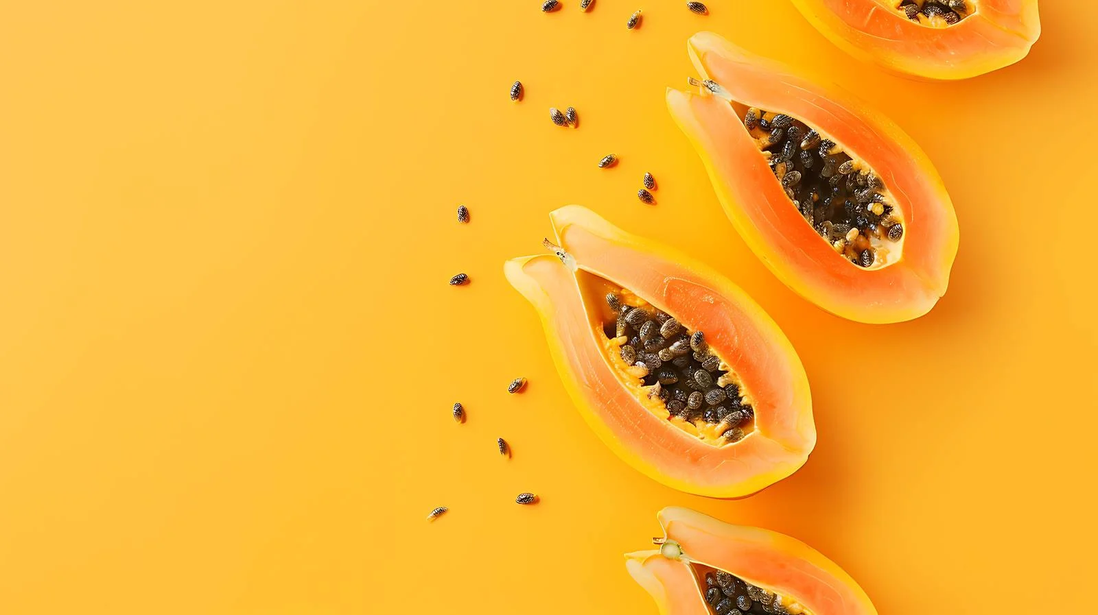 Vibrant Sliced Papaya on Minimal Background — free download from Dotvec