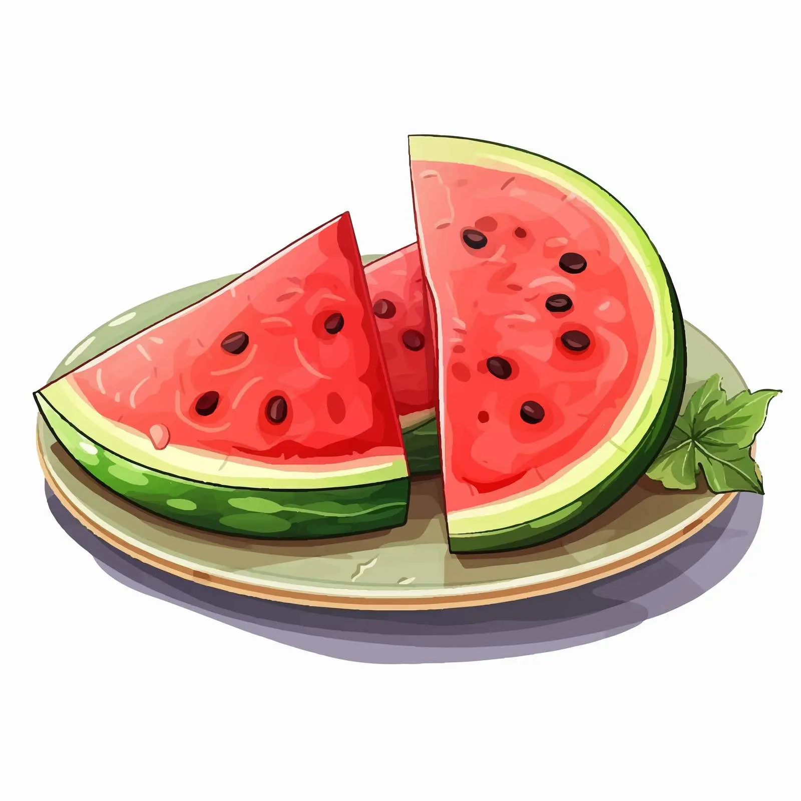Cartoon Sliced Watermelon on Plate Illustration – free melon image from Dotvec
