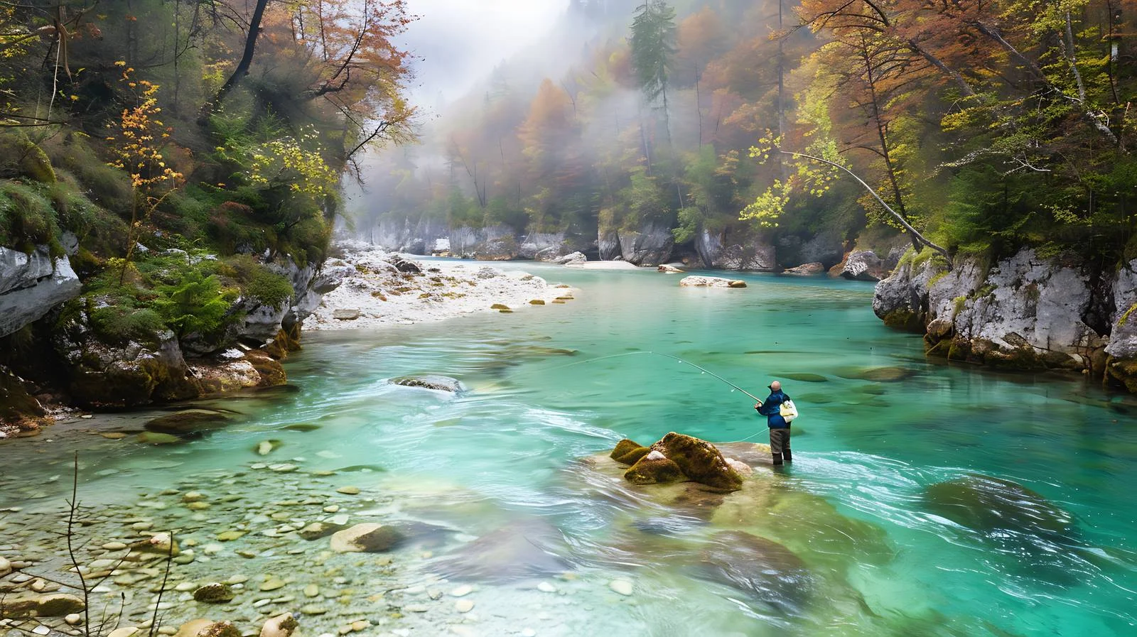 Tranquil fly fishing on Soca River — free download from Dotvec
