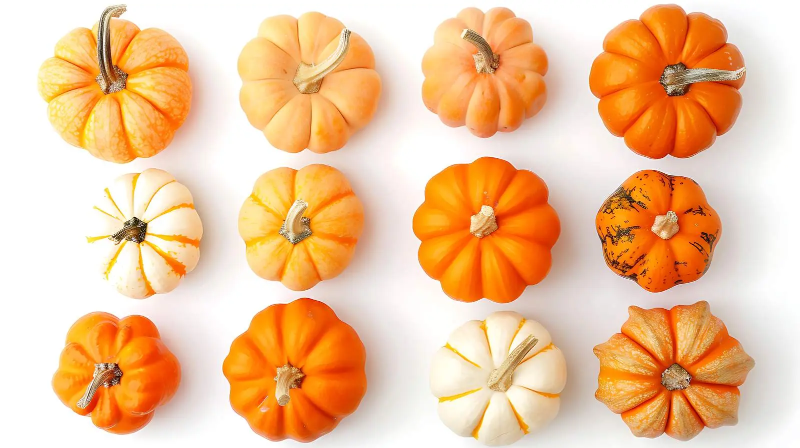 Decorative Pumpkins on White Background for Autumn – free thanksgiving table image from Dotvec