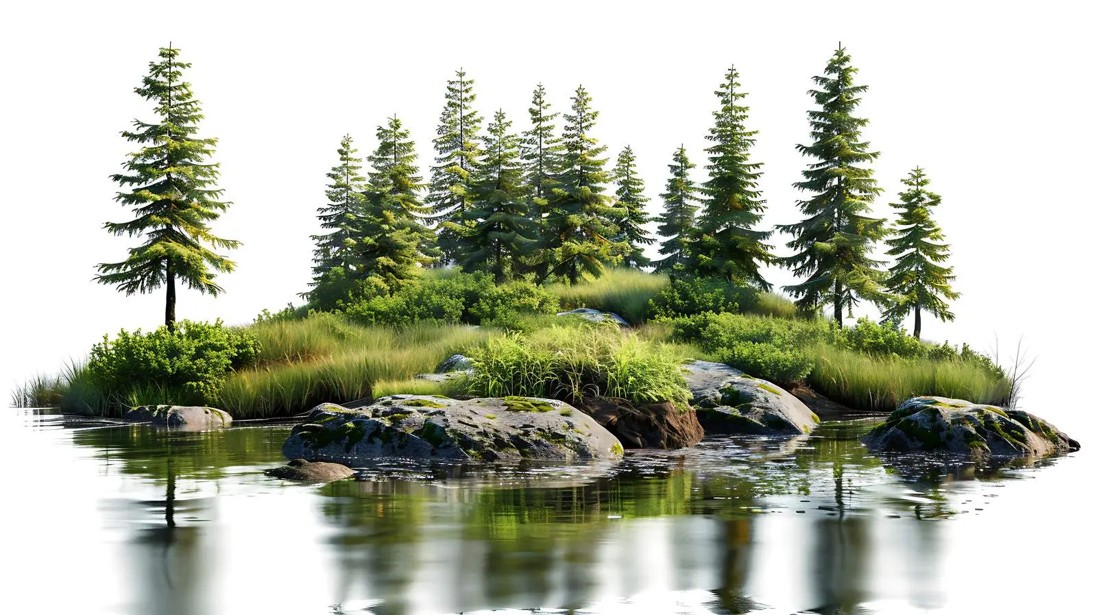 Small Forest River Isolated on White Background — free download from Dotvec