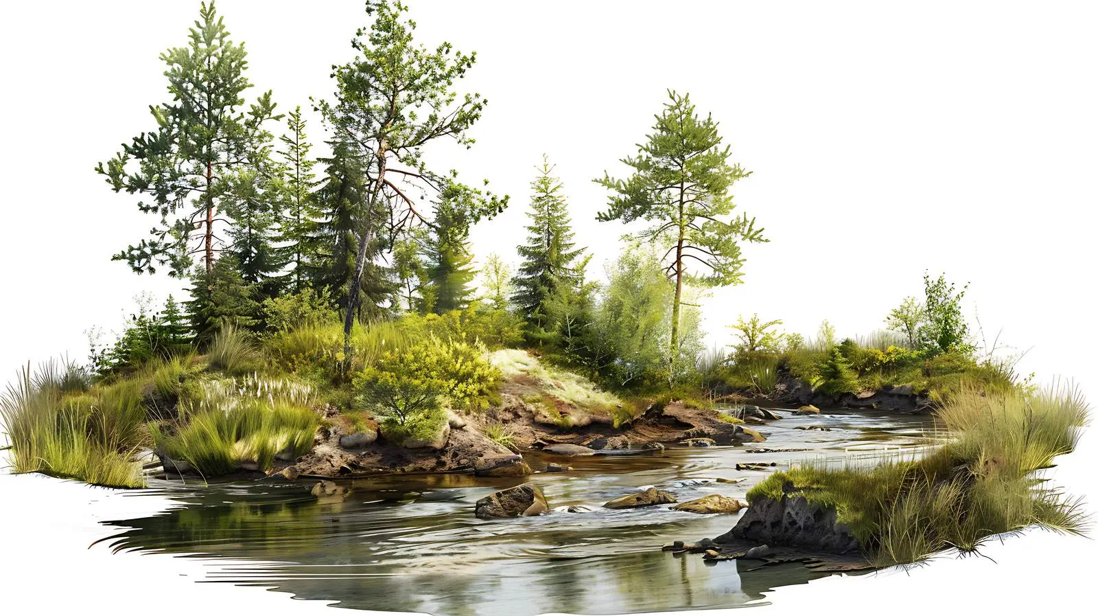 Picturesque Spring View of Small Forest River – free ecosystem image from Dotvec