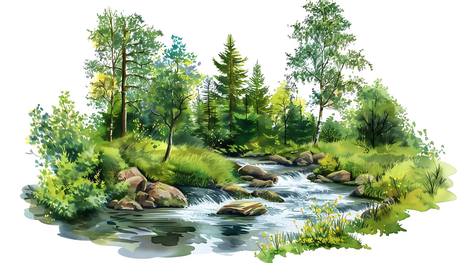 Picturesque Spring View of Small Forest River – free ecology image from Dotvec