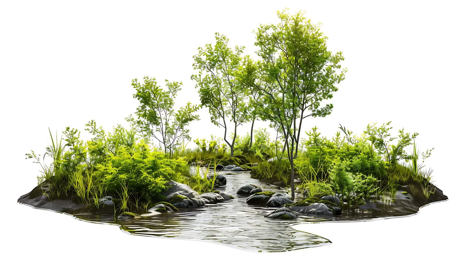 Picturesque Spring View of Small Forest River — free download from Dotvec