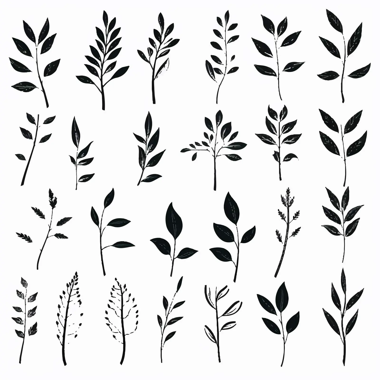 Garden Leaves and Branches Silhouette Elements Set — free download from Dotvec