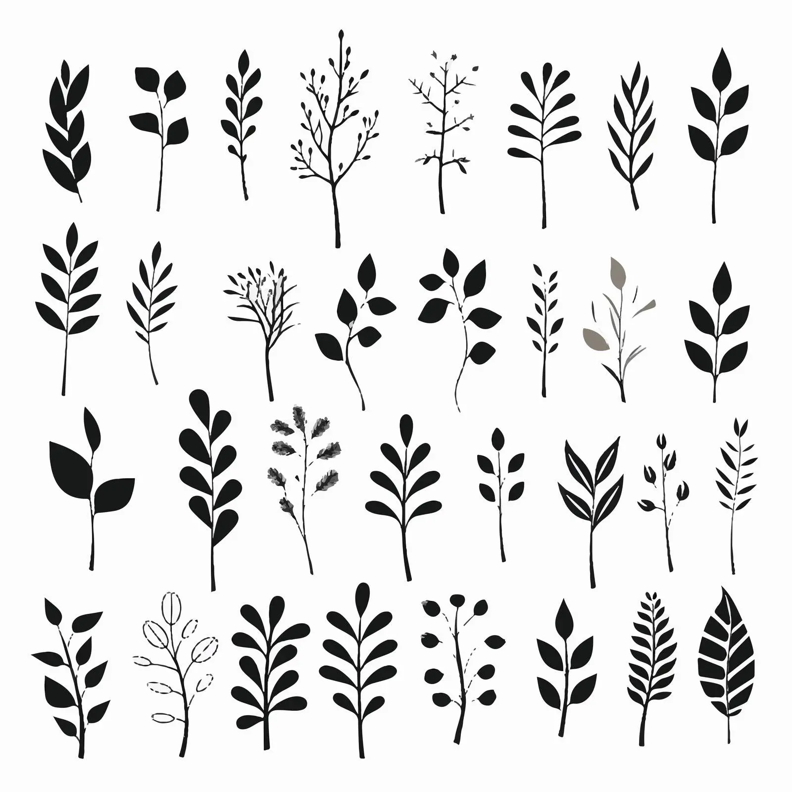 Garden Leaves and Branches Silhouette Vectors — free download from Dotvec