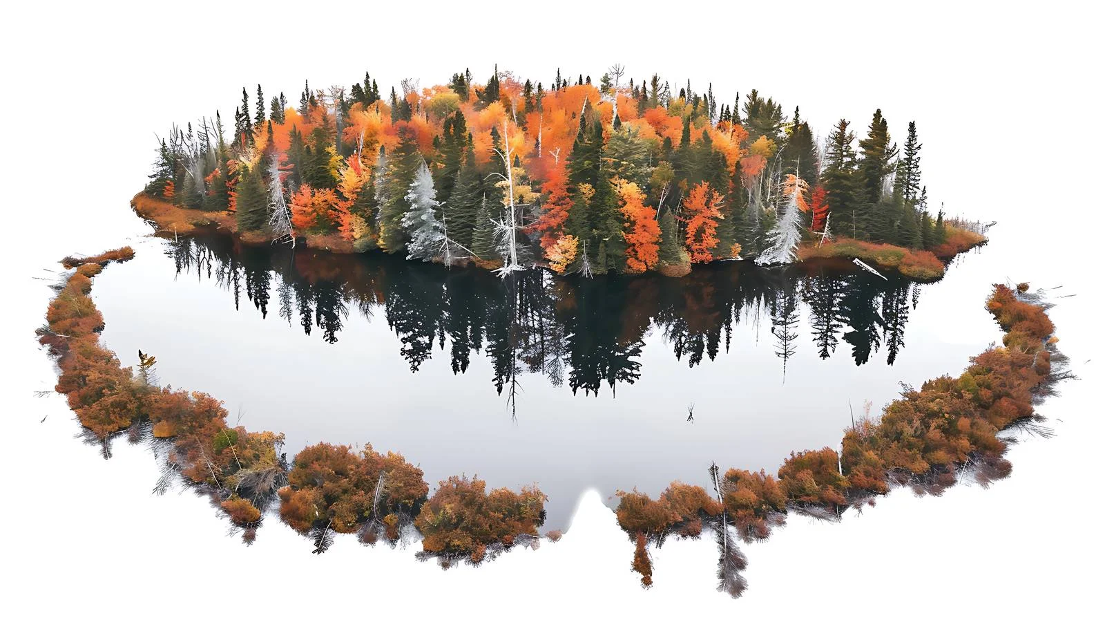 Tranquil Fall Colored Lake Amid Northern Trees — free download from Dotvec