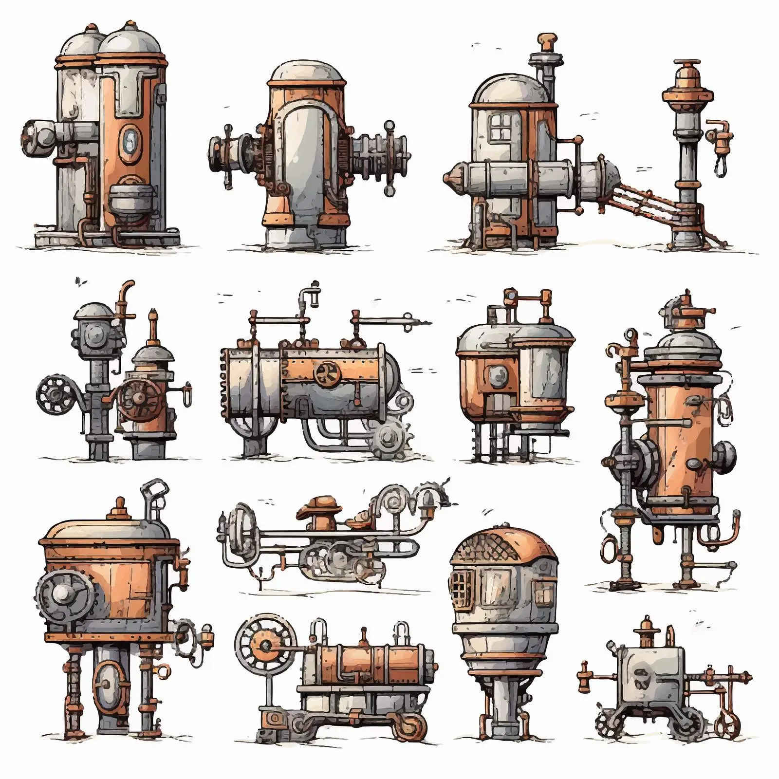 Steampunk Industrial Clip Art Set — free download from Dotvec