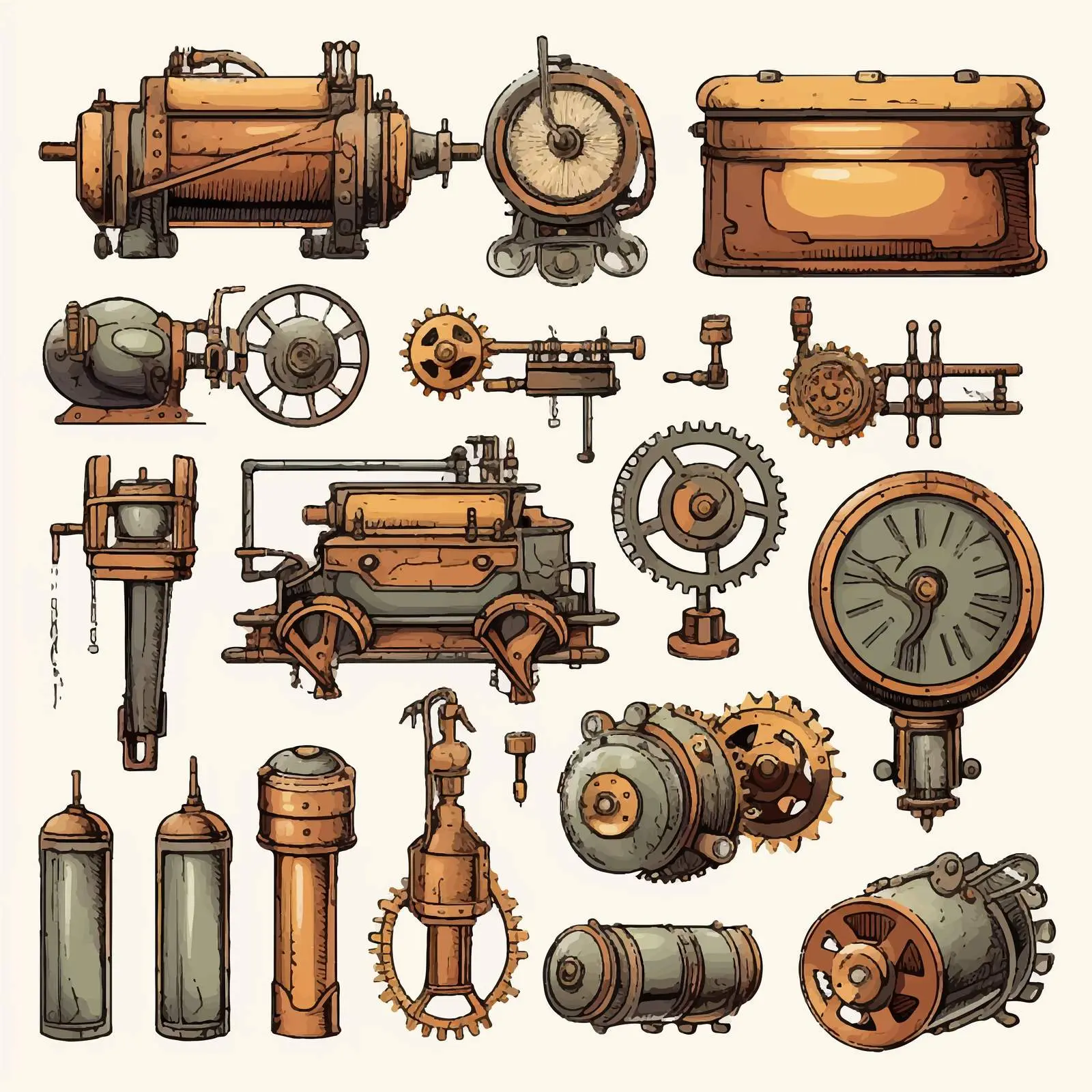 Small Steampunk Industrial Cloth Clip Art Set — free download from Dotvec
