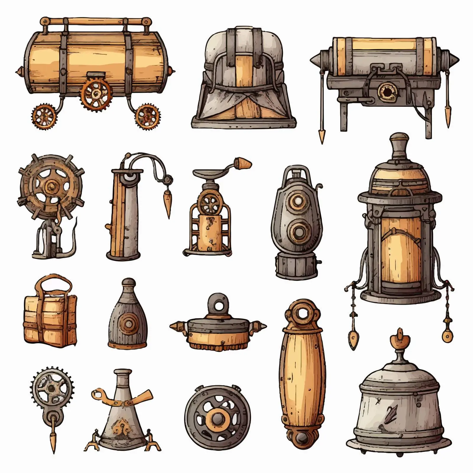 Vintage Steampunk Industrial Clip Art Set — free download from Dotvec