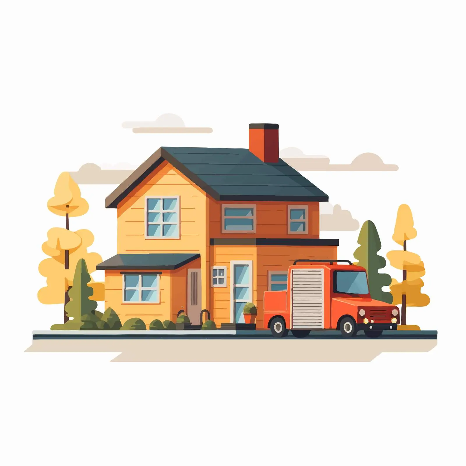 Two-Storey Suburban House with Porch — free download from Dotvec