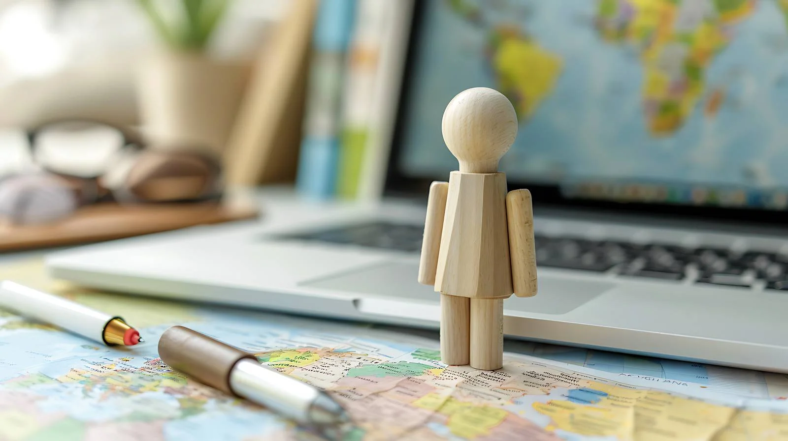 Travel Planning Wooden Doll Map Marker — free download from Dotvec