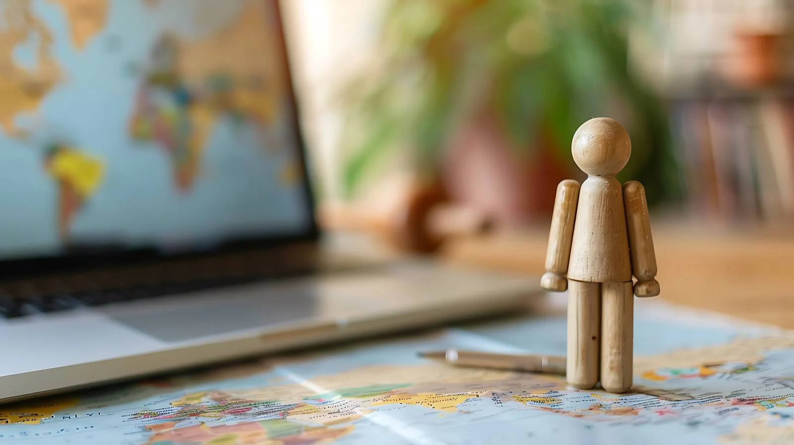 Travel Planner Wood Doll Map Marking — free download from Dotvec