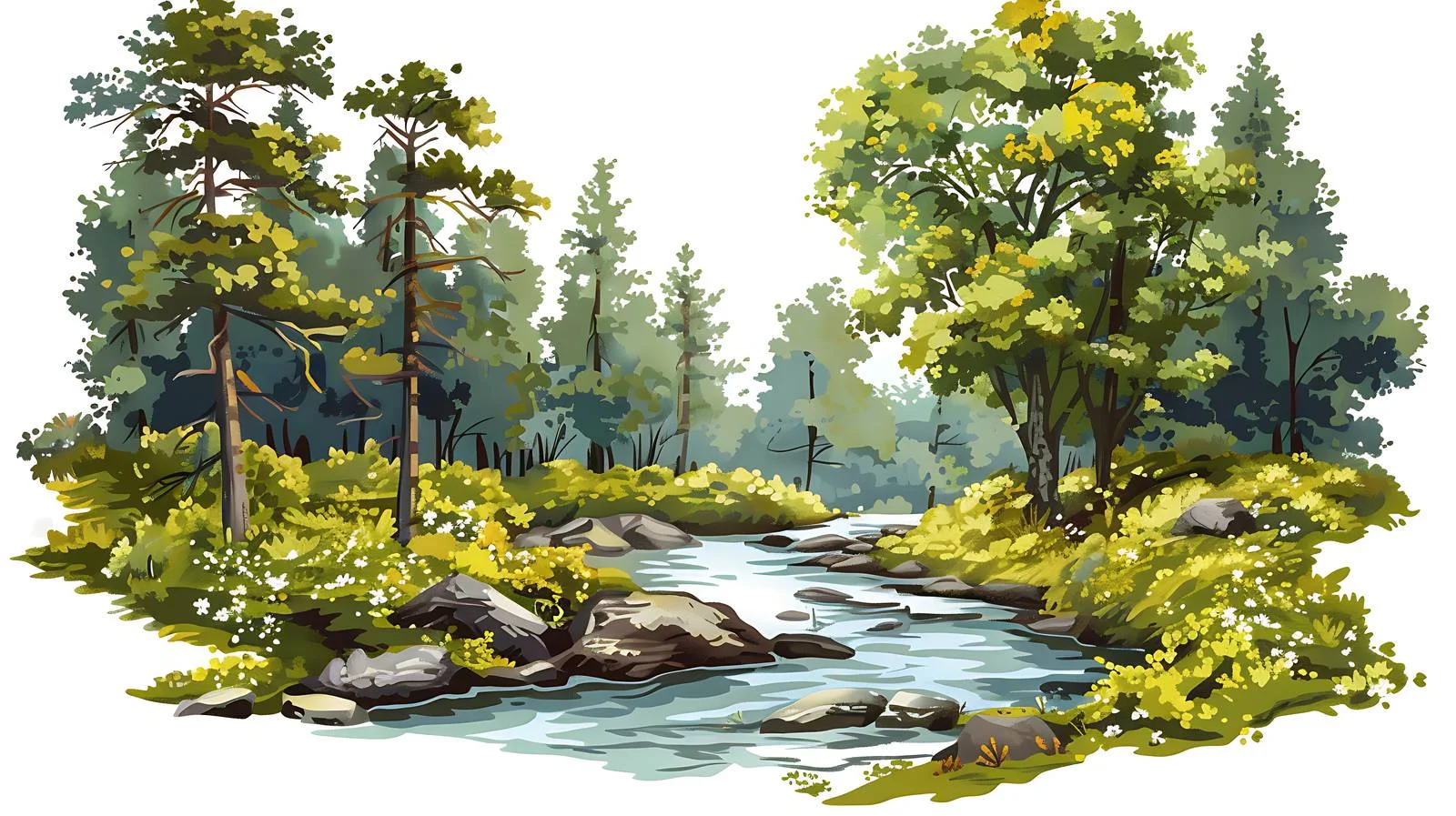 Tranquil Stream in Isolated Forest Scene — free download from Dotvec