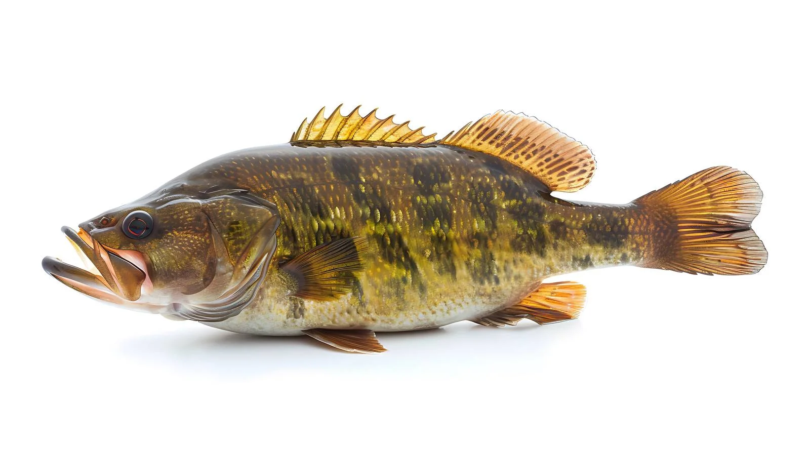 Single Smallmouth Bass on White Background — free download from Dotvec