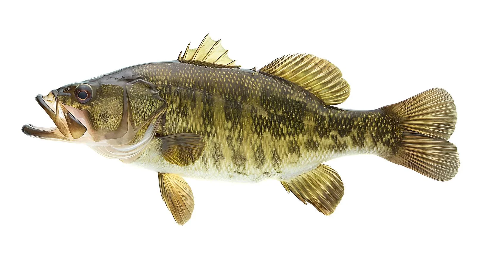 Solitary Smallmouth Bass on White Background — free download from Dotvec
