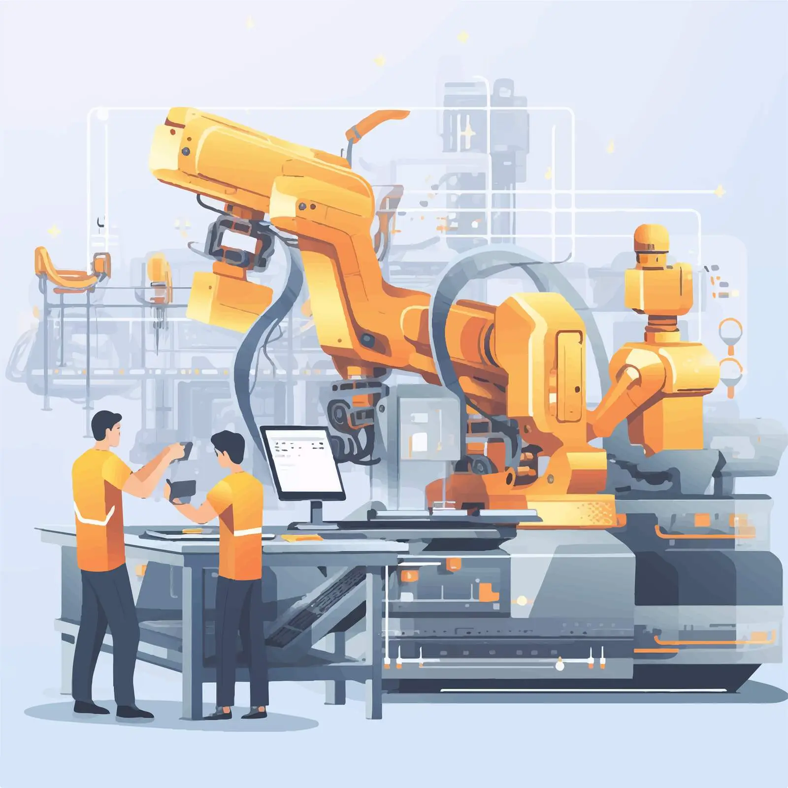 Smart Industry Conveyor Belt with AI Robots — free download from Dotvec