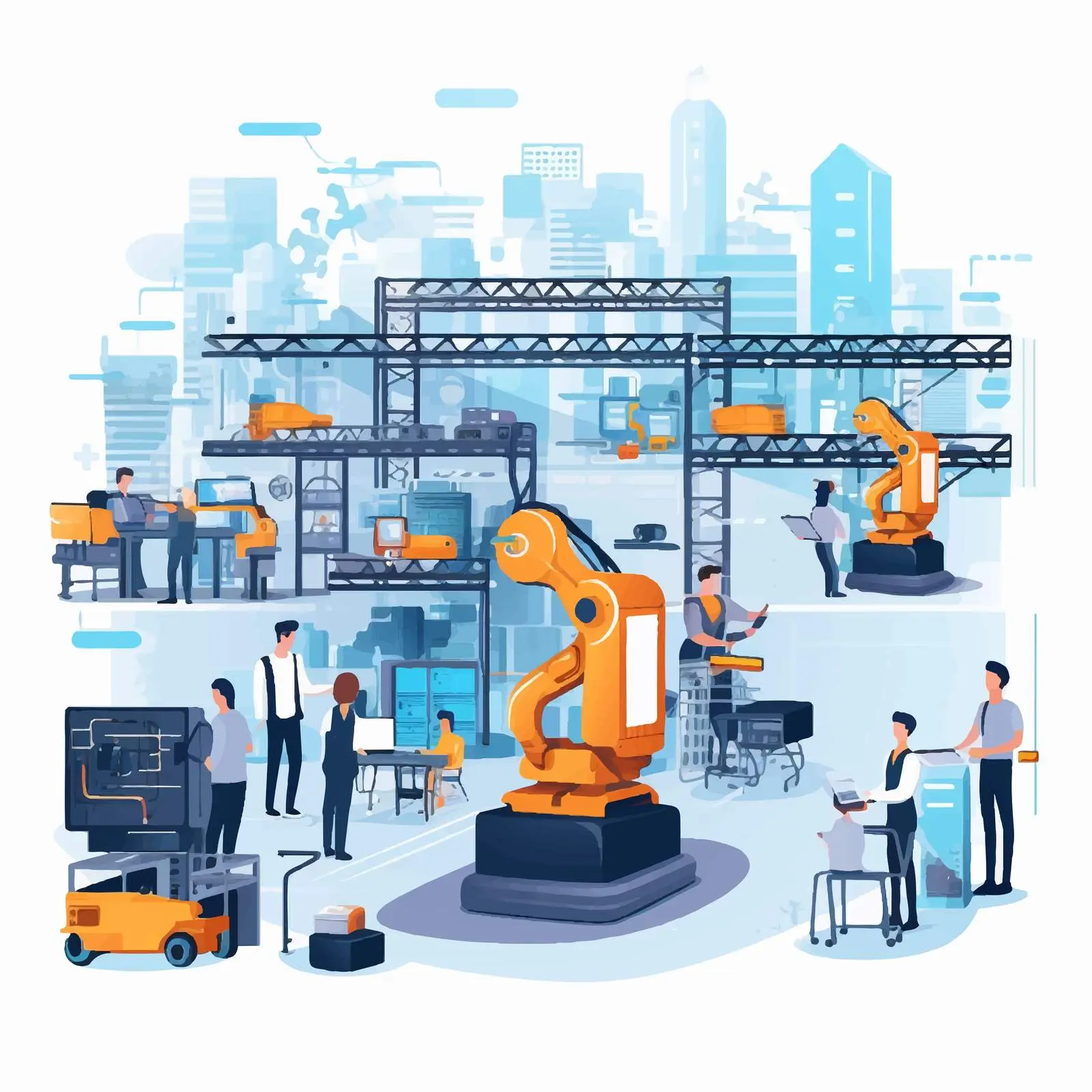 Smart Industry Conveyor Belt with AI Robots — free download from Dotvec