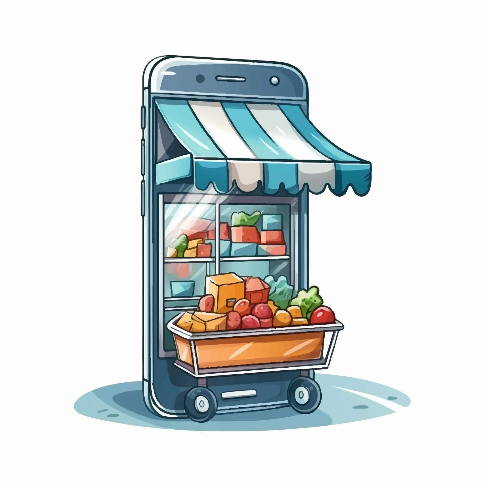 Cartoon Smartphone Buying Online Illustration – free pay image from Dotvec