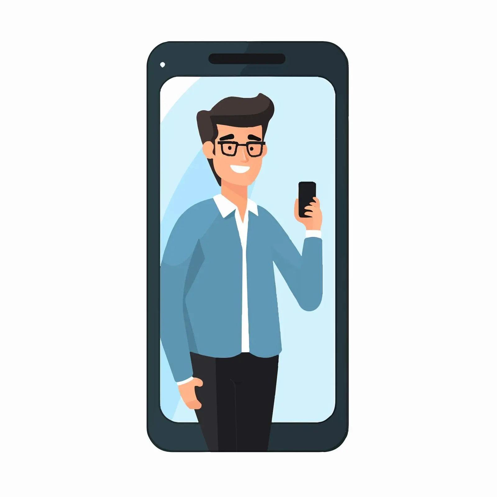 Cartoon Vector Illustration of Smartphone User — free download from Dotvec